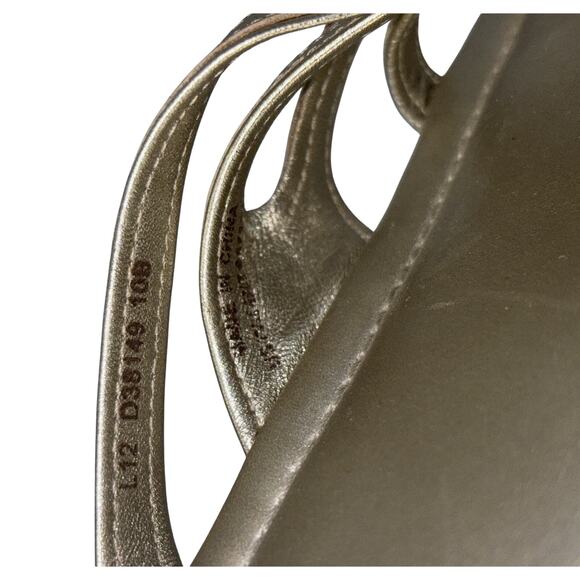 COLE HAAN Women's Sandals Gold Metallic Size 10 B Leather Wedge Slides Shoes‎ - Picture 12 of 14
